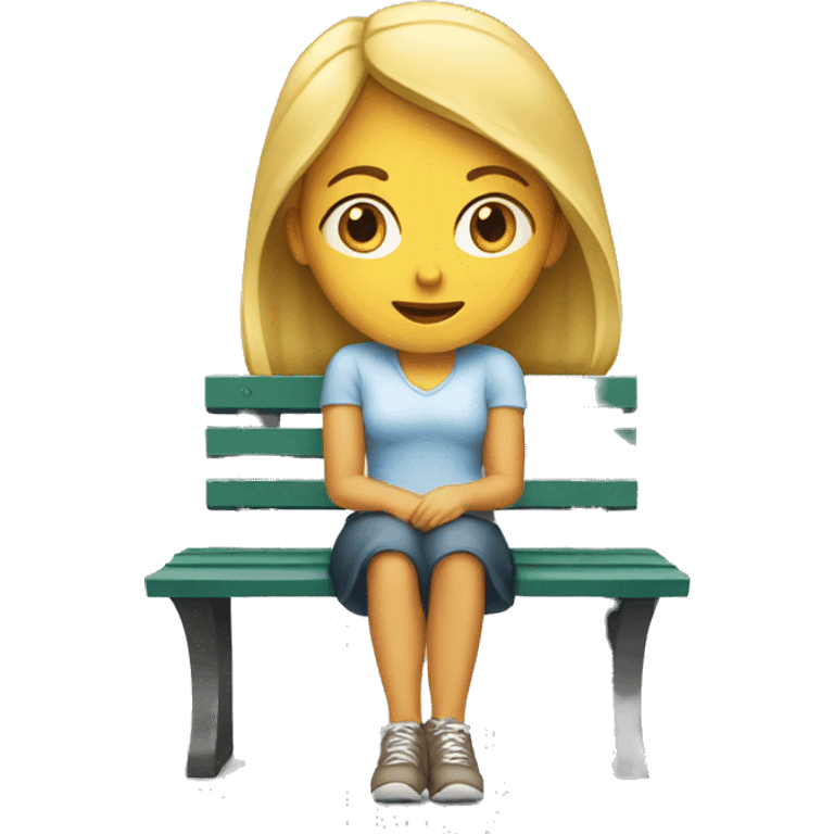 Blond woman waiting on a bench emoji