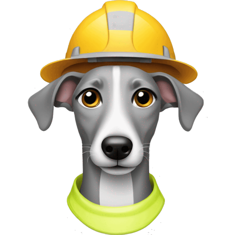 Whippet with construction hat emoji