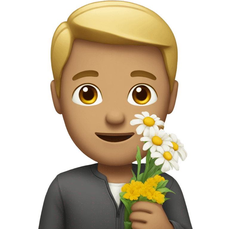 White man giving flowers emoji