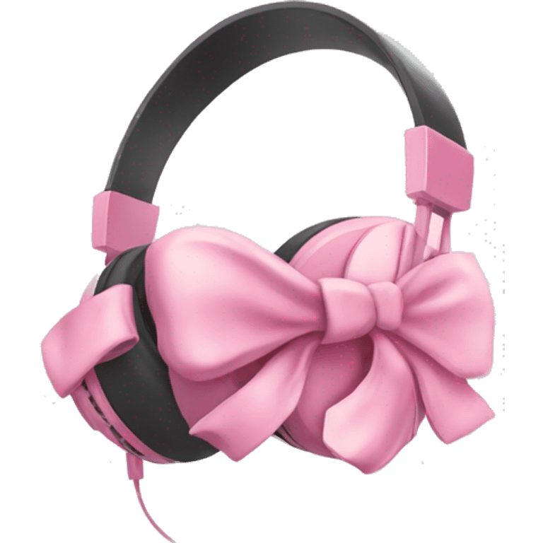 Soft pink headphones with pink bow emoji