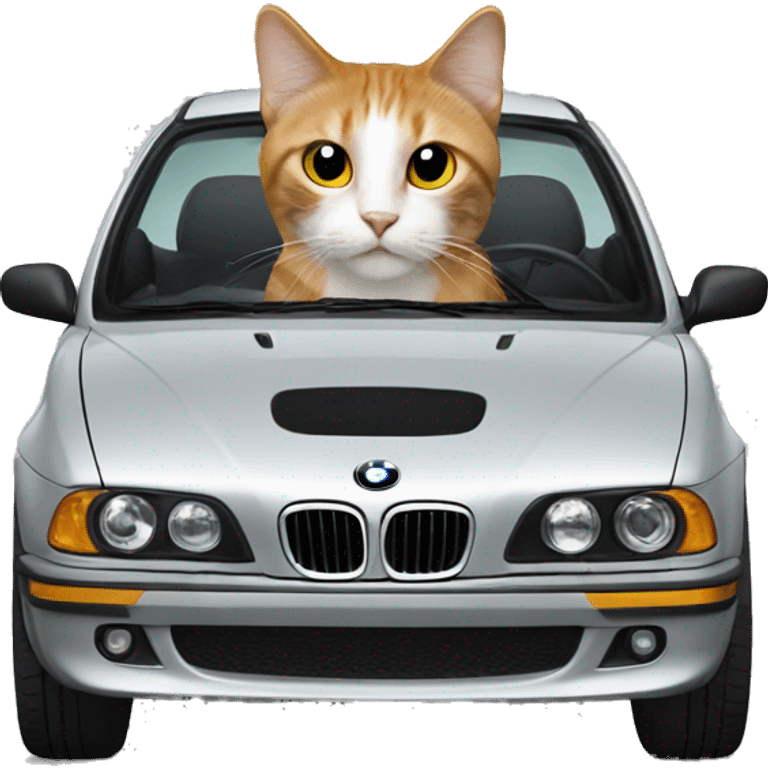 Cat in a BMW-branded vehicle emoji