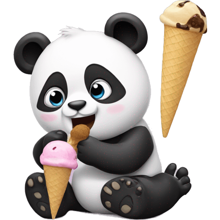 Panda eating ice cream emoji