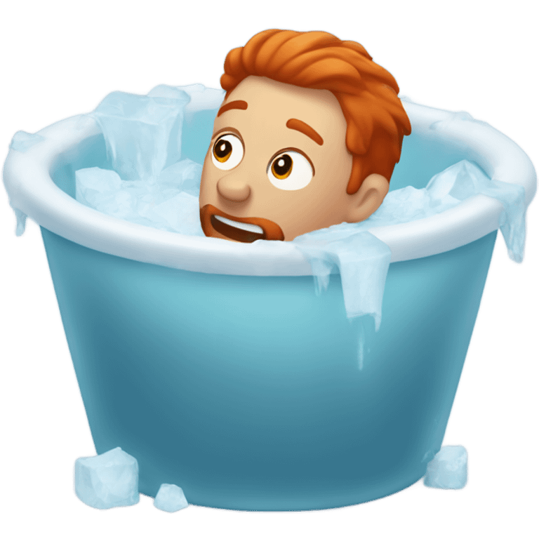 Redhead man sitting in an ice bath  emoji