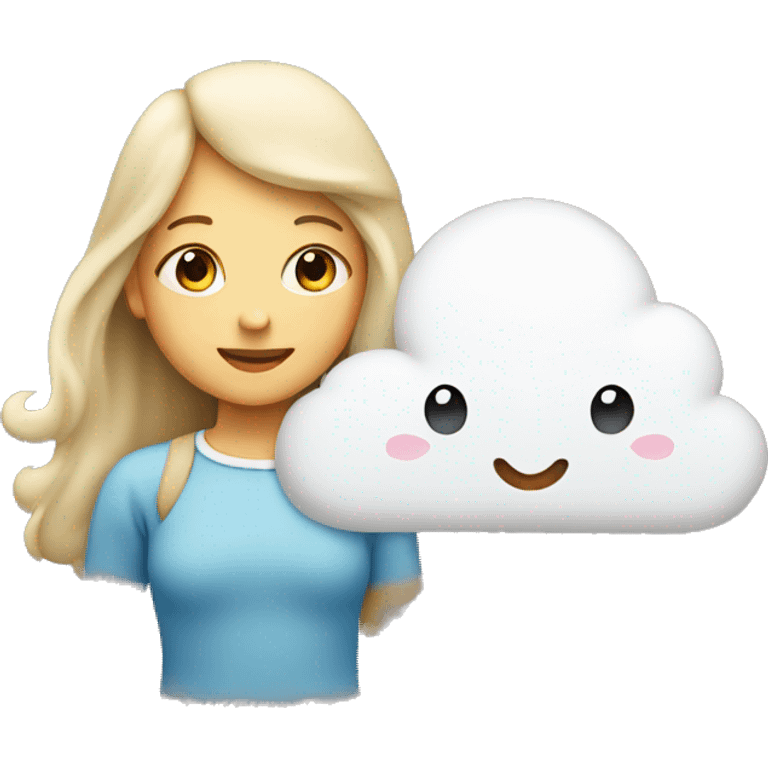 Girl with little cloud over her head with heart in side emoji