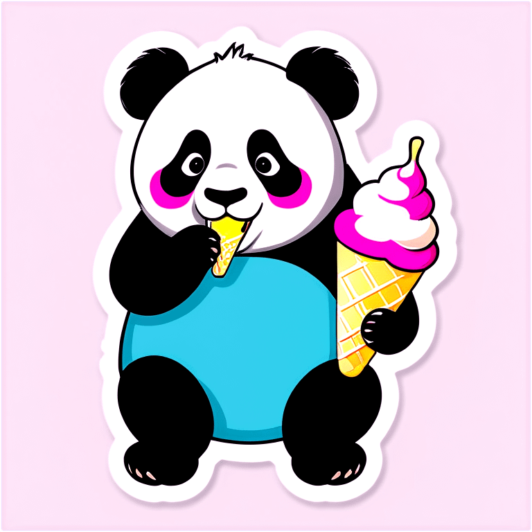 Panda eating ice cream emoji