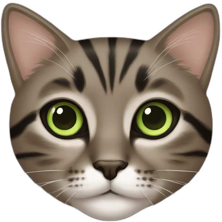 Cat brown and black, Green eyes, female emoji