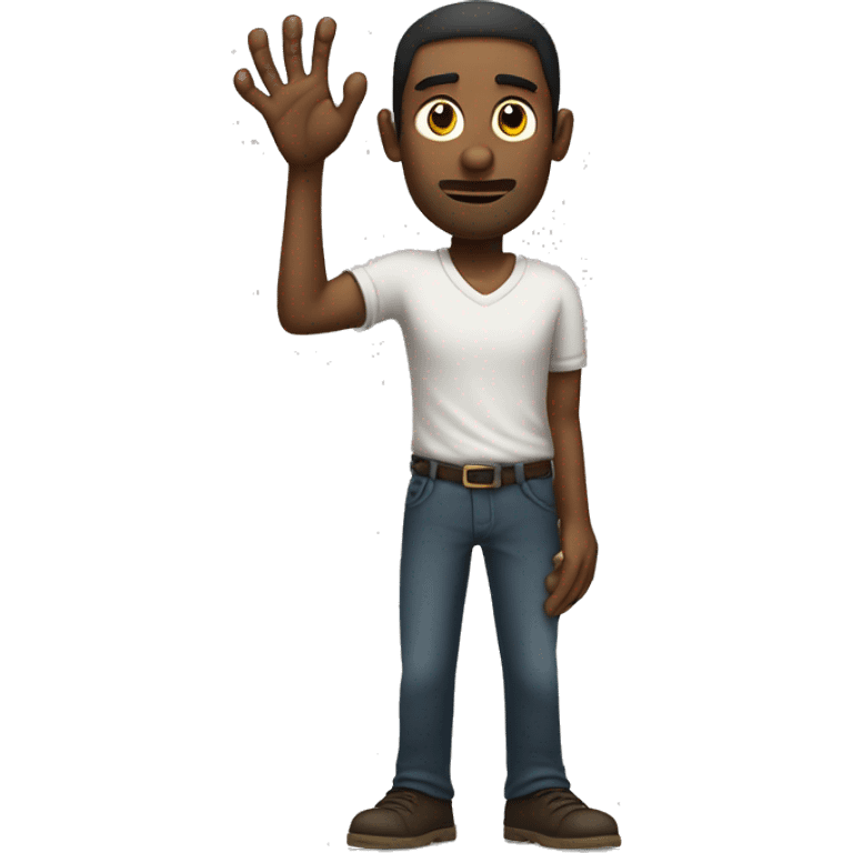 A man with long arms and claws instead of fingers, he has thin legs, and a long head, black emoji