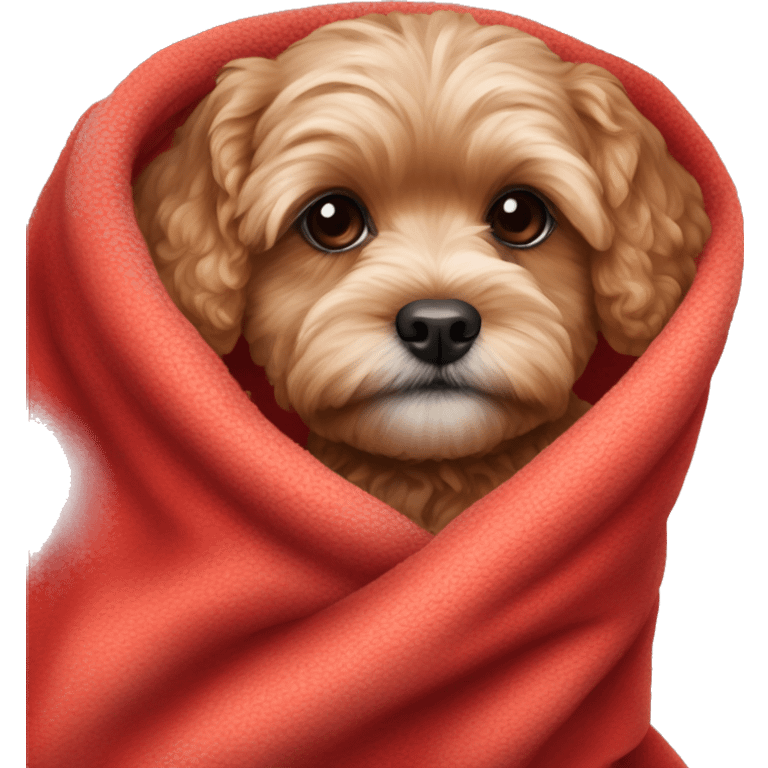 Red Maltipoo in red blanket emoji