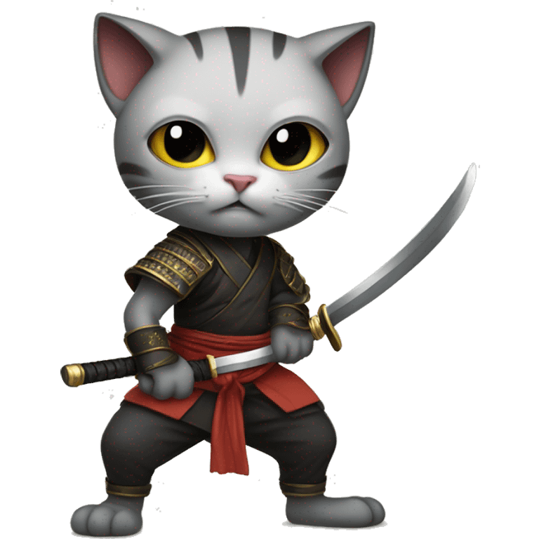 humanoid cat with a katana in his hands in a stance emoji