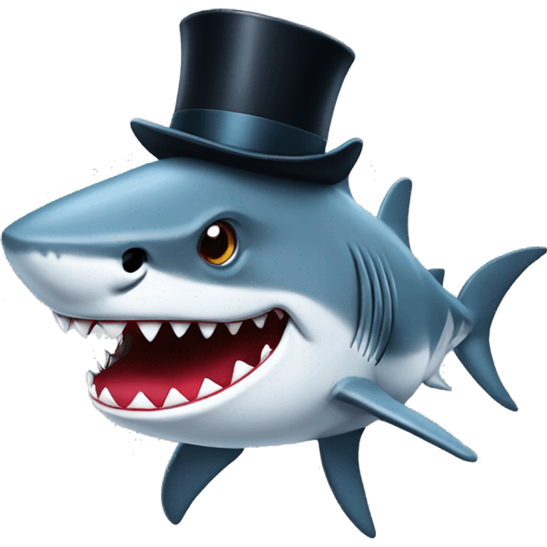 Shark with a top hat emoji