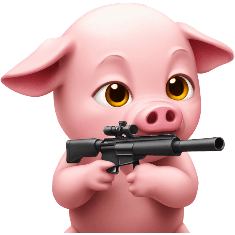 Baby pig sniper shoots heart fire emoji