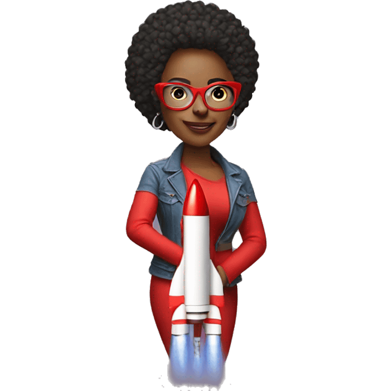 Women on rockets hip with red glasses emoji