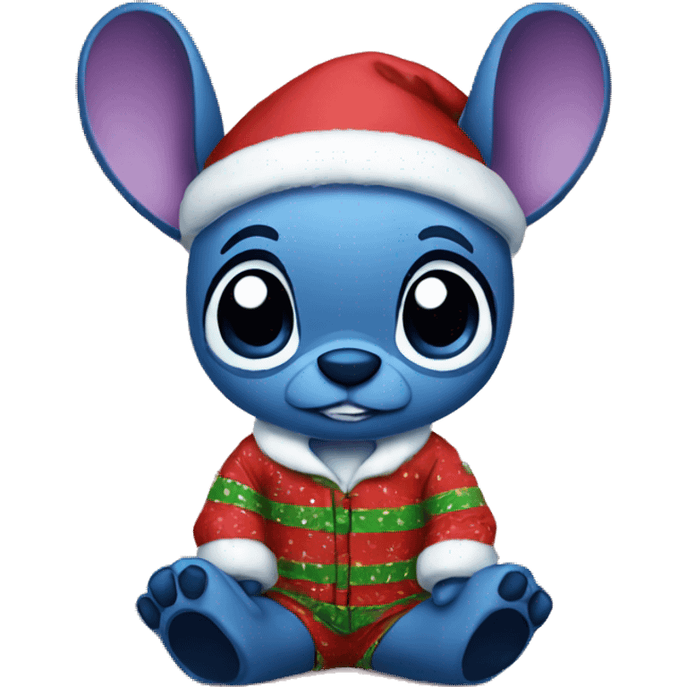 Stitch wearing Christmas pajamas  emoji