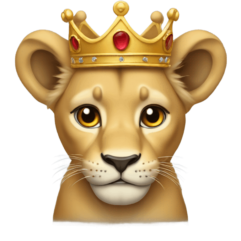 Lion cub with crown on its head emoji