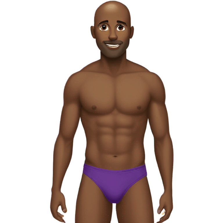 handsome shirtless bald black man gay speedo emoji