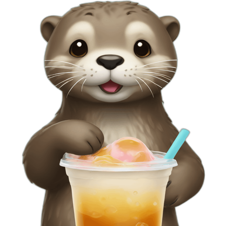 otter drinking bubble tea emoji