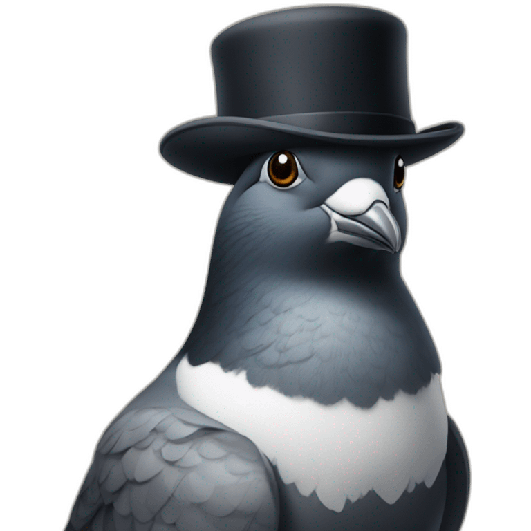 front facing pigeon wearing a bowler hat emoji