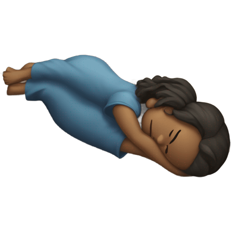 A girl sleeping on rocks  emoji