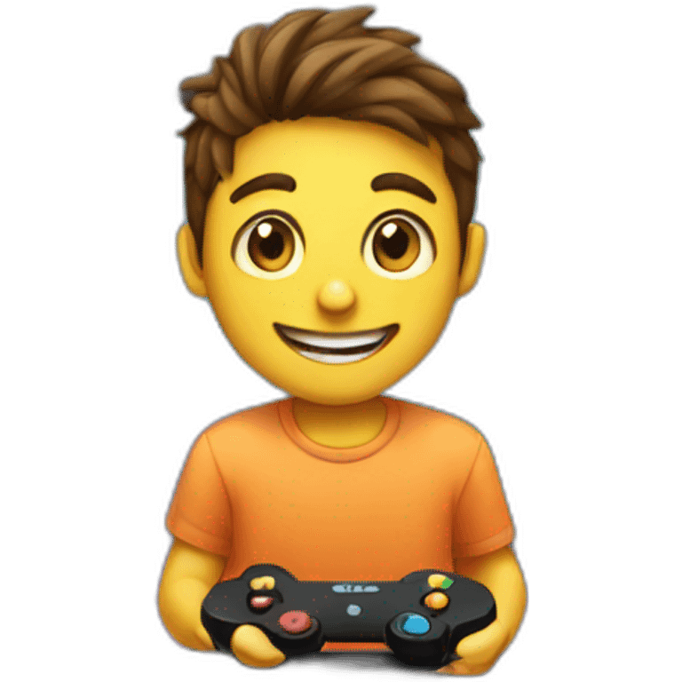 Student with gamepad playing game on macbook emoji