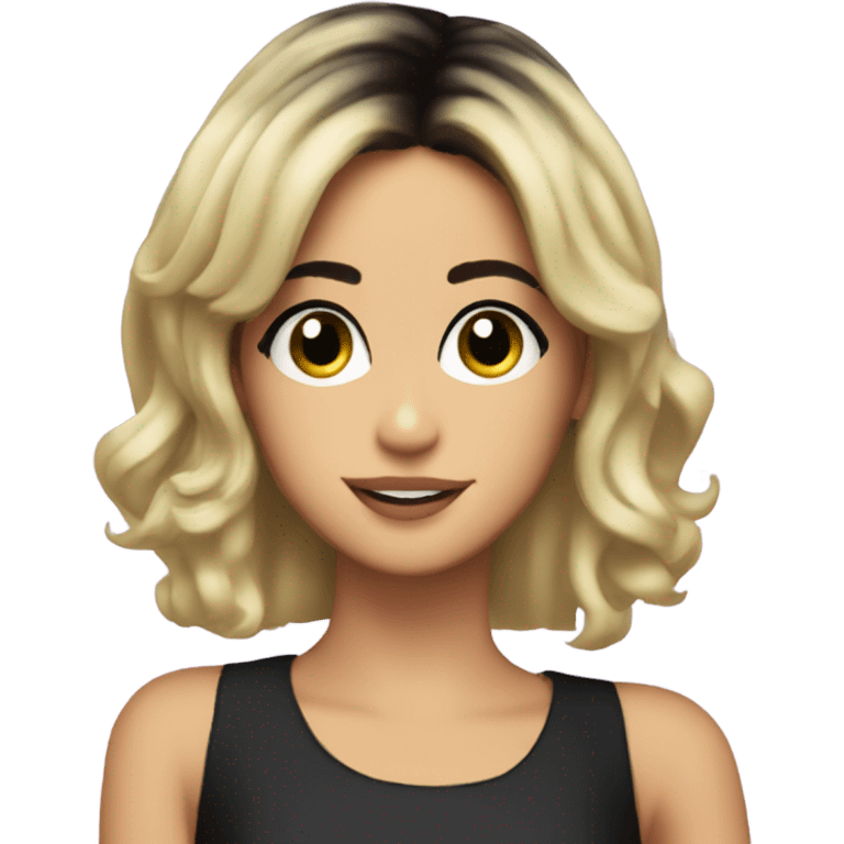 tini stoessel with a black and short hair emoji