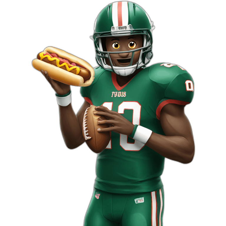 American football player eating a hot dog emoji