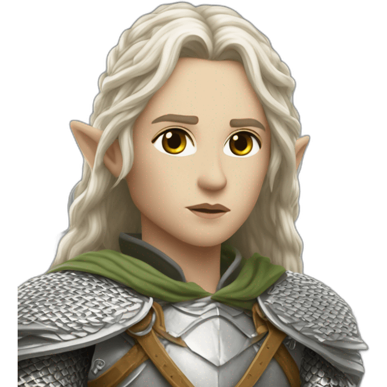 gondolindrim elven warrior silmarillion with silver chainmail shield and slim spear emoji