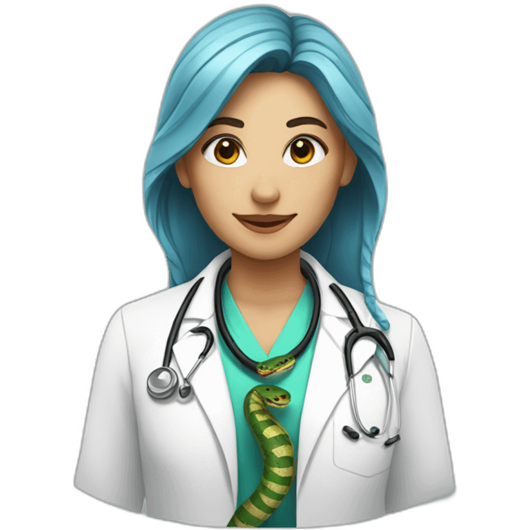 A white doctor with a snake around her neck emoji