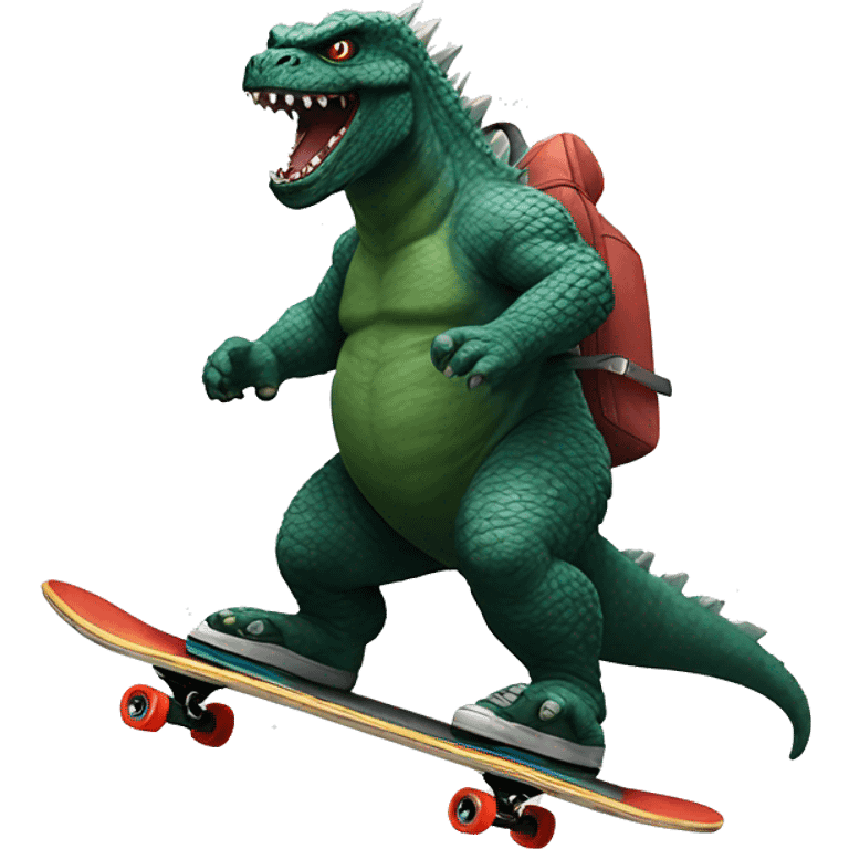 Godzilla riding a skateboard emoji