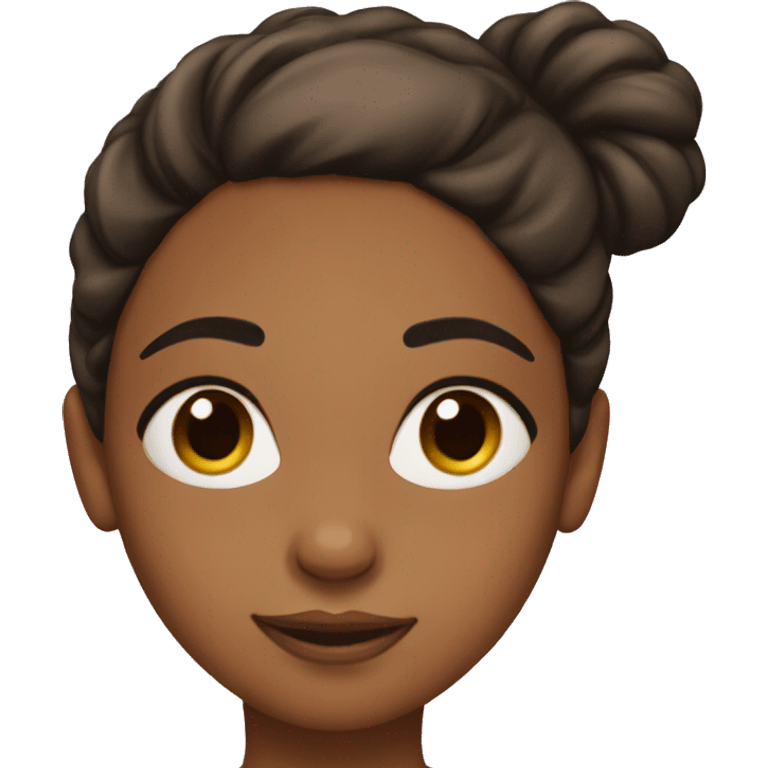 Brown girl with hair in bun raising eyebrow  emoji