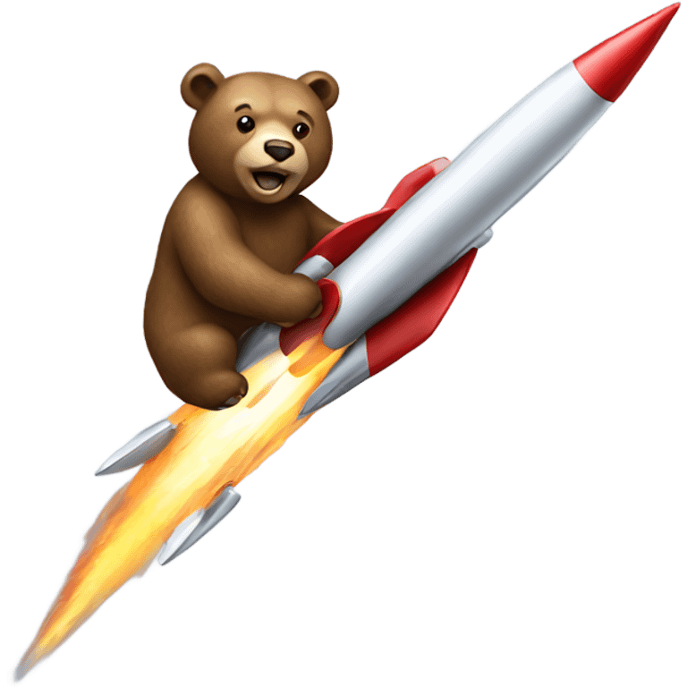 Bear riding a silver rocket emoji