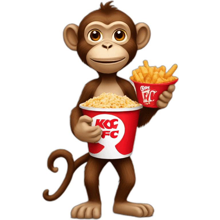 Monkey with a bucket of kfc emoji