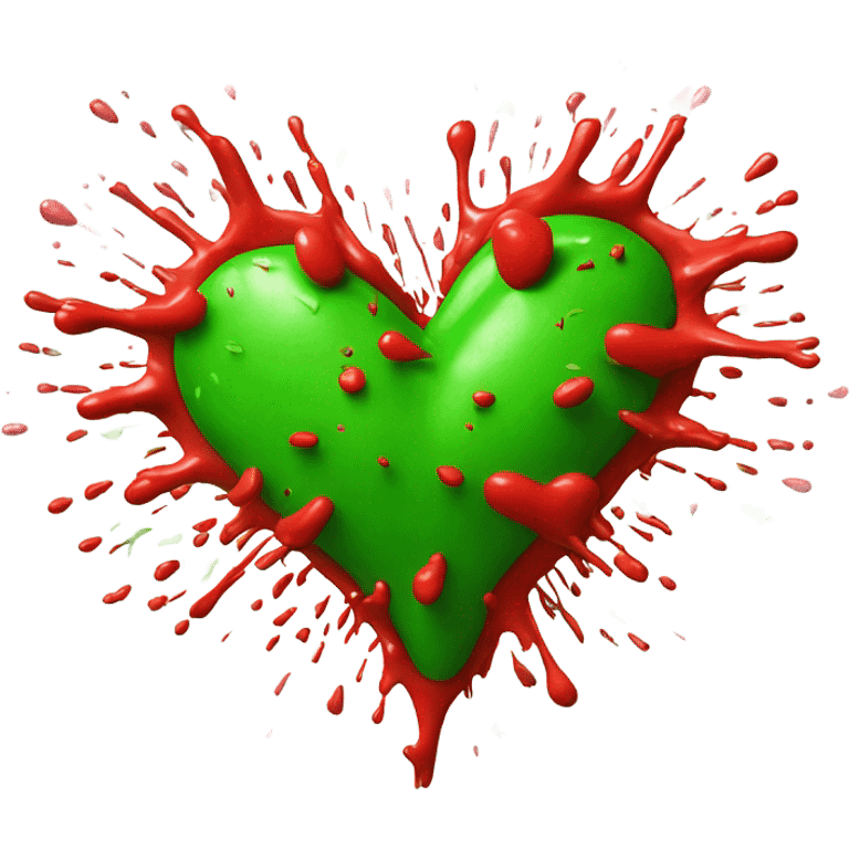 Red heart exploding into green emoji