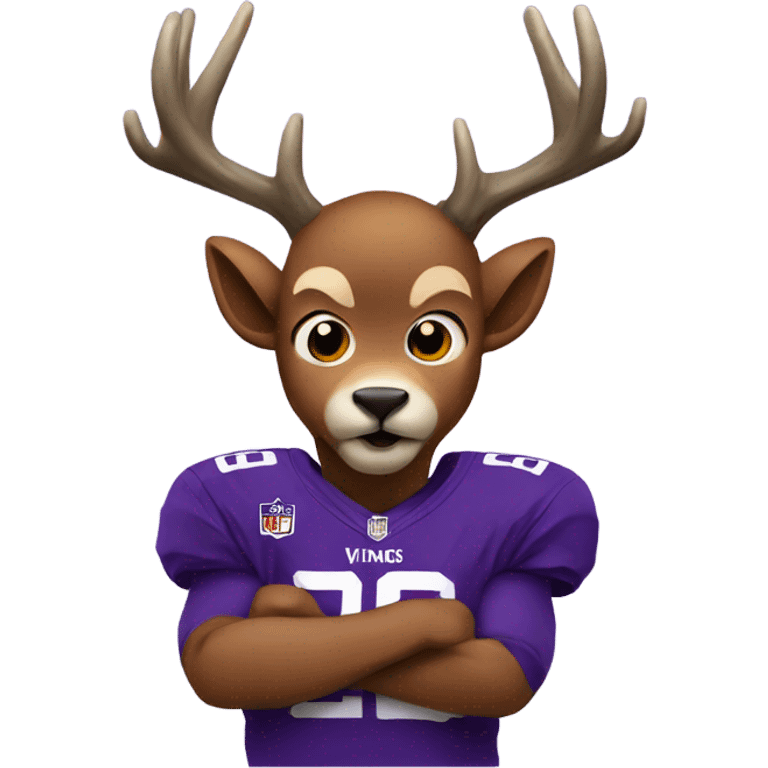 Scared deer wearing Vikings jersey  emoji