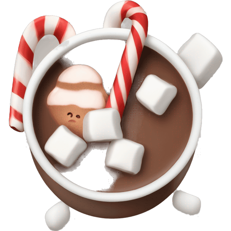 Hot chocolate with marshmallows and a candy cane  emoji