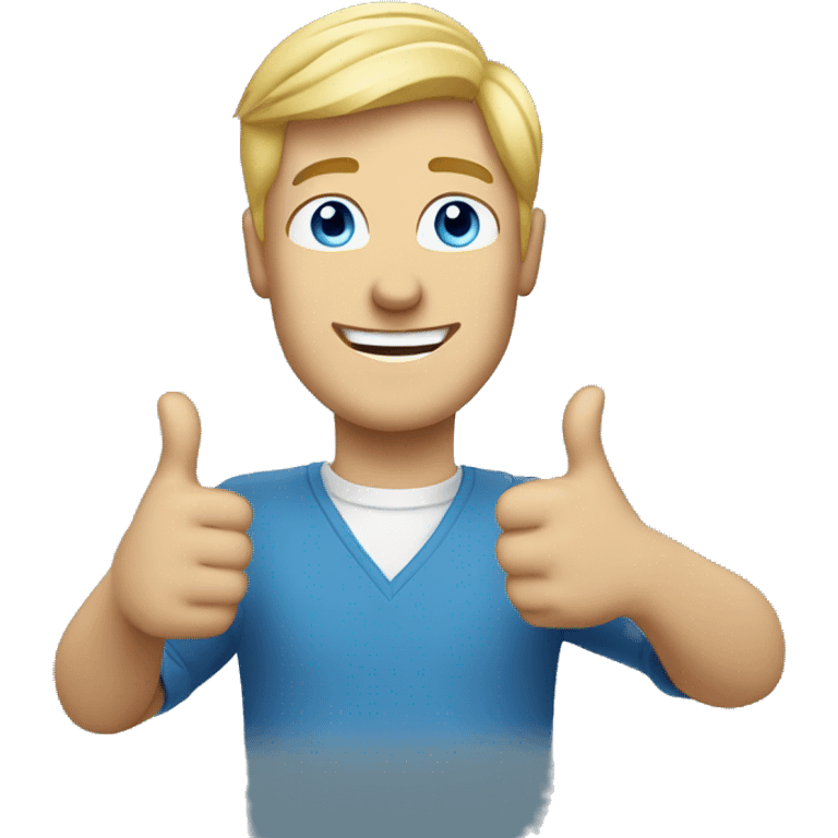 blonde man with blue eyes happy with thumbs up emoji