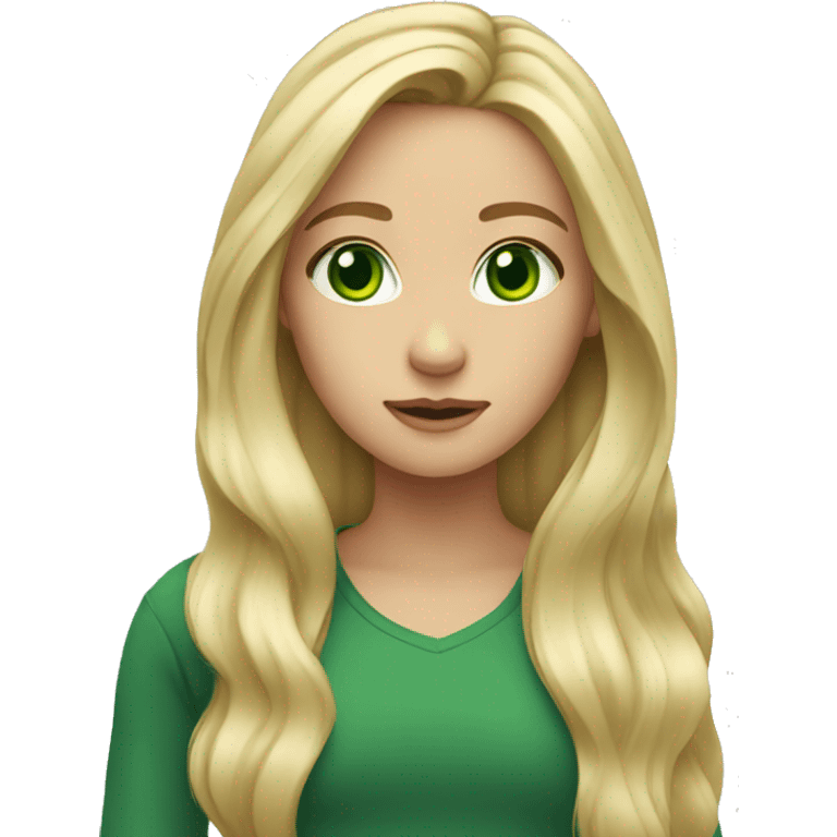 girl blond long hair green eyes emoji