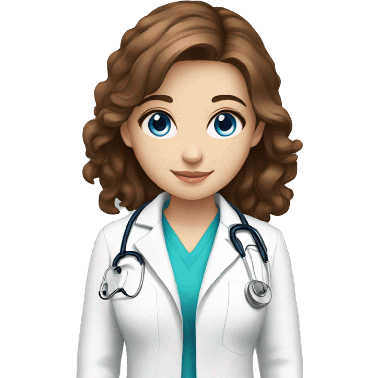 beautiful girl with brown hair blue eyes doctor emoji