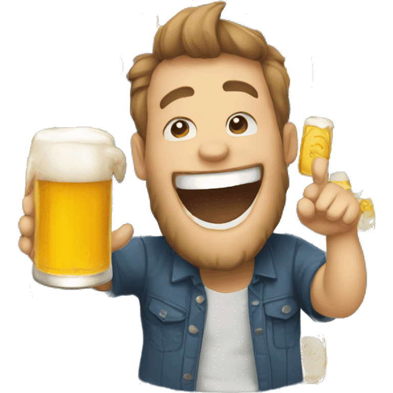 Laughting with beer emoji