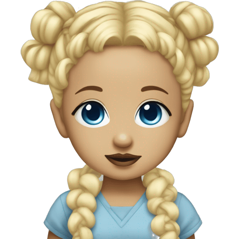 BLONDE HAIR BLUE EYE BABY GIRL WITH 2 SPACE BUNS emoji