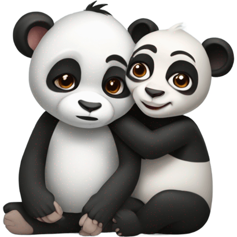 monkey and panda huggin emoji