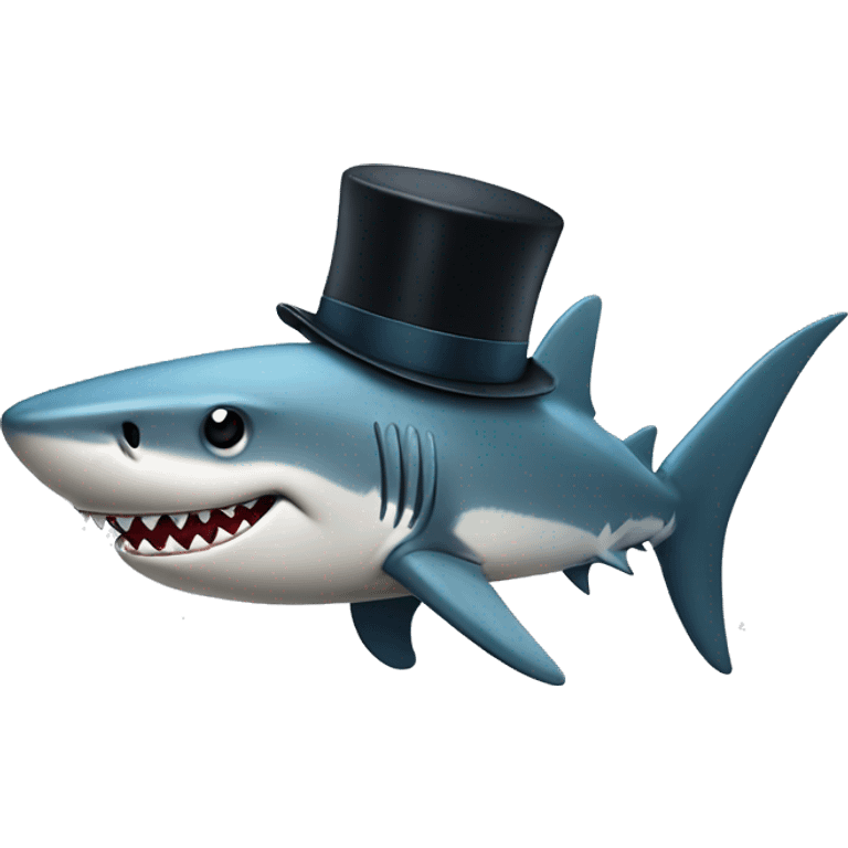 Shark with a top hat emoji