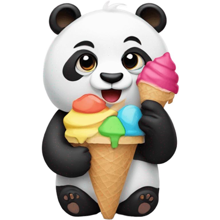 Panda eating ice cream emoji