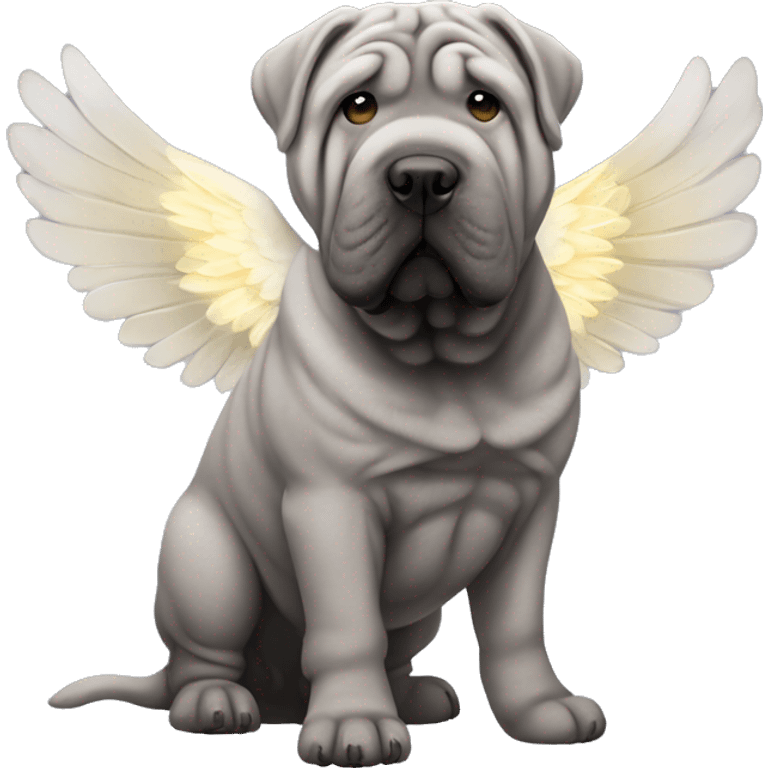 Grey Shar Pei with angel wings emoji