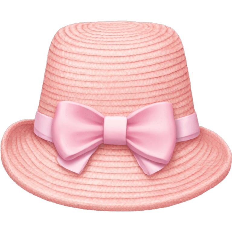 pastel pink straw hat with bow emoji