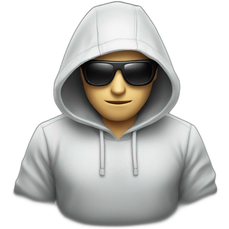 white hacker with keyboard with sun glasses and hood emoji