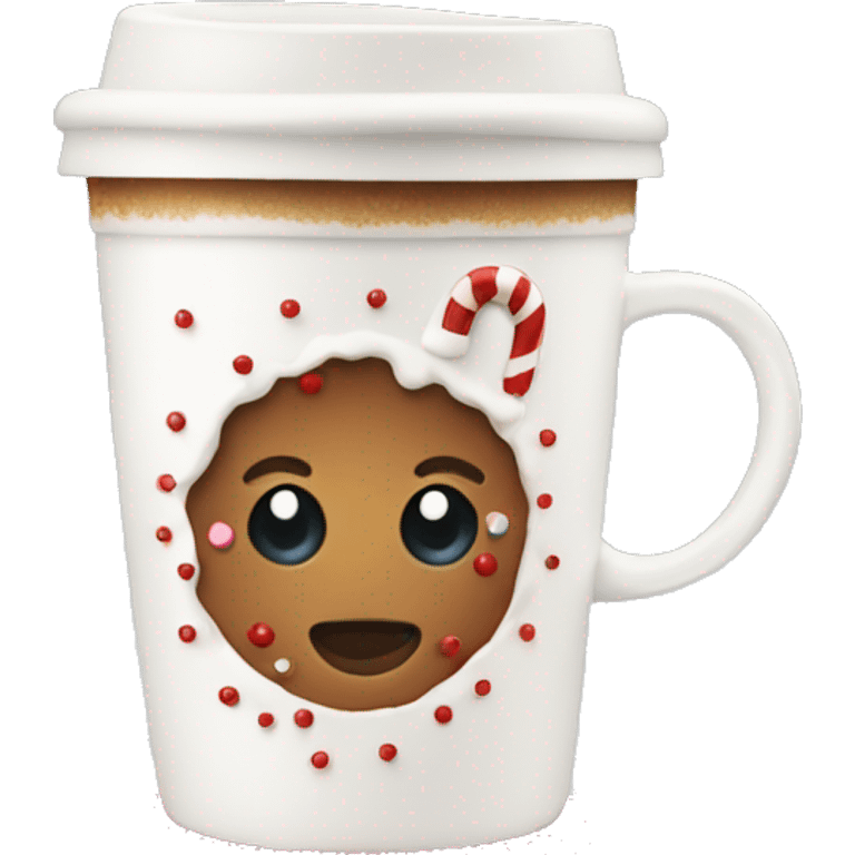 Christmas coffee cup with white cream and red sprinkles  emoji