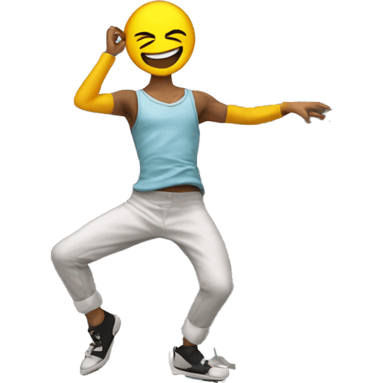 A dancer dancing on street  with 3D written beside him emoji