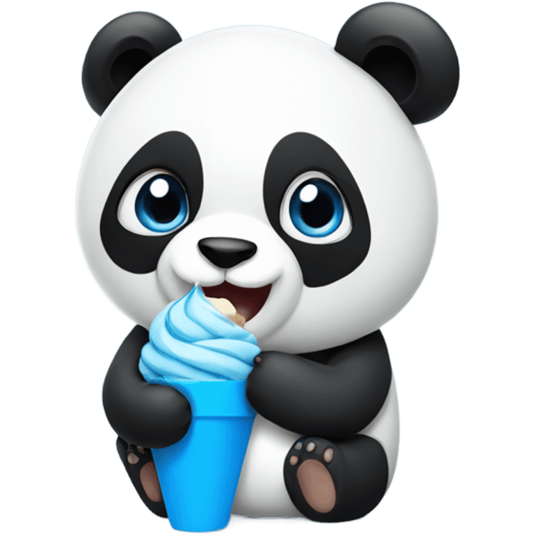 Panda eating ice cream blue emoji