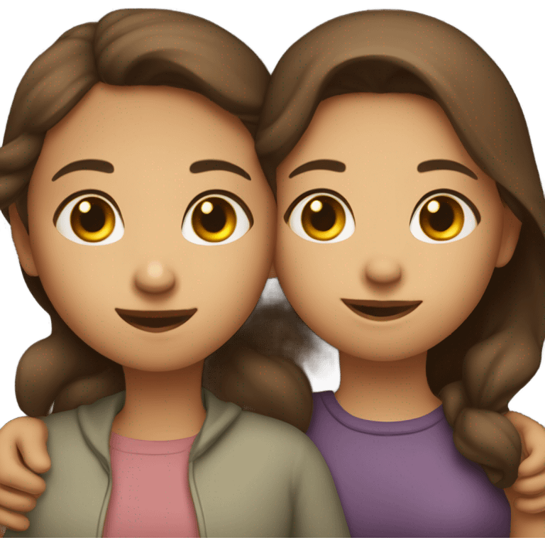 lesbian cuddles dark brown hair girl and light brown hair girl  emoji