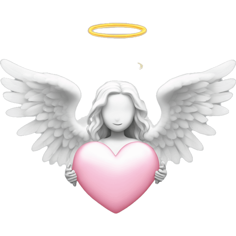 White angel heart with wings and halo emoji